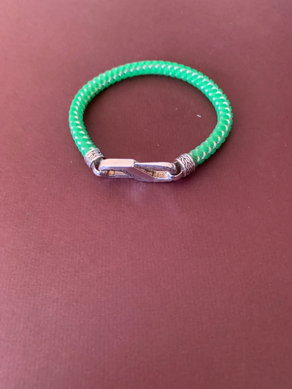 JOHN HARDY CLASSIC CHAIN BRACELET IN GREEN RUBBER STEEL